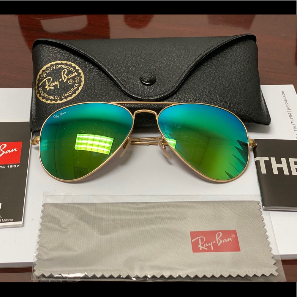 Ray-Ban Classic Aviators -Green mirrored with Gold